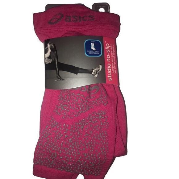 ASICS Womens Performance Compression Knee High Toeless No Slip Lg Socks Pink Lg - Picture 1 of 9